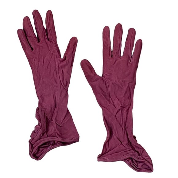 Vintage Fownes Ladies Stretchy Ruched Dressy Long Gloves Purple 92P - Picture 5 of 9